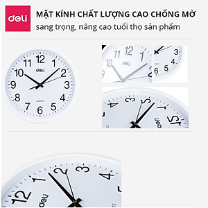 Đồng Hồ Treo Tường Tròn Chạy Êm Không Tiếng Động Deli - Thiết Kế Decor Trang Trí Nhà Và Quán Cafe