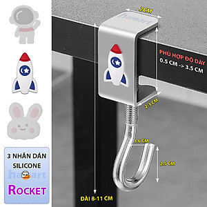 Móc Treo Balo Kẹp Cạnh Bàn Làm Việc Hamart Xoay 360 Treo Cặp Túi Xách Bình Nước Thép Xoắn Ốc Cố Định