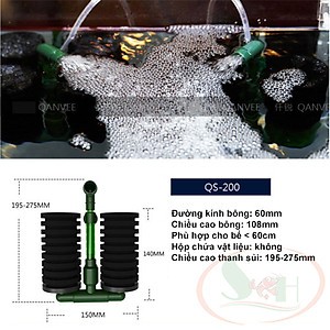 Lọc bio đôi Qanvee QS 100, 200, 100A, 200A lọc sủi vi sinh kèm hộp chứa vật liệu lọc bể cá tép