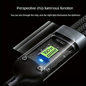 Dây Sạc 3 Đầu, Dây Sạc Nhanh 100W Với 3 Đầu Sạc Phù Hợp Với Nhiều Dòng Điện Thoại Dài Khoảng 1 Mét - Hàng Nhập Khẩu