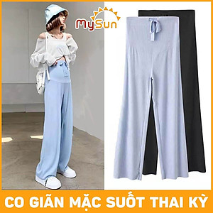 Quần tây dài lưng thun ống rộng đẹp cho bà bầu mặc đi làm công sở 4 mùa Đông Hè MySun