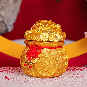 Túi vàng phong thủy may mắn - Hủ đựng muối gạo bàn thờ Thần Thần Tài