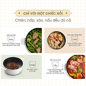 Nồi Điện Đa Năng BEAR SB-NL25L - Đế Rời Đun Sôi Siêu Nhanh Chiên Xào Hấp Dung Tích 2.5 Lít Công Suất 1000 W - Hàng Chính Hãng