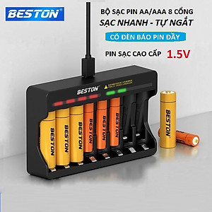 Bộ sạc pin tiểu 8 cổng 1.5V, pin sạc AA AAA BESTON 1.5V chính hãng pin lithium hàng cao cấp