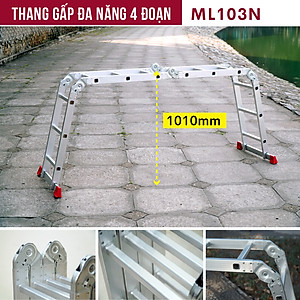 Thang nhôm gấp đa năng 4 đoạn 3.4M - 3.7M nhập khẩu CN Nhật Bản FUJIHOME ML103,  thang xếp đa năng 12 tư thế sử dụng - Hàng chính hãng
