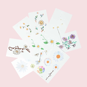 Set 10 Tờ Hình Xăm Dán 8 Ngày Chống Nước Lâu Trôi Hoa Cúc Họa Mi, Mặt Trăng, Trái Đất Thời Trang Legaxi