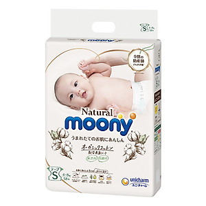 Tã/Bỉm dán Moony Natural Size S- 58 miếng( bé 4- 8kg)