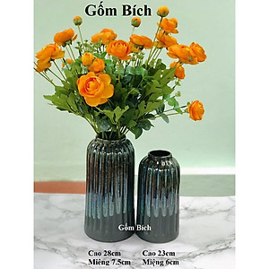 Bình Hoa Lọ Hoa Dáng Lồng Chim Men Hỏa Biến Gốm Sứ Bát Tràng - Gốm Bích