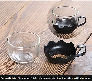 Bộ Bình Trà Thủy Tinh Kèm 4 Ly Lưới Lọc Inox 304 Không Gỉ Tiện Lợi - Hàng Chính Hãng