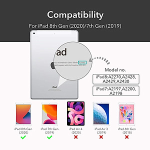 Bao da cho iPad Gen 8 10.2 2020 ESR Rebound Pencil Slim Smart Case (Có khe cắm bút Apple Pencil) - Hàng Nhập Khẩu