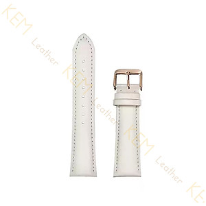Dây đeo đồng hồ da bò màu trắng Size 14/15/16/17/18/19/20/21/22mm - Dây đồng hồ da bò Thật 100% - Bảo Hành 12 Tháng