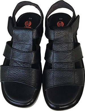 Giày sandal nam Trường Hải da bò thật mềm mại cao 5cm  màu đen đế PU siêu nhẹ không trơn trượt  chắc chắn  HÌNH ẢNH THẬT SD791