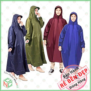 Áo Mưa BIT Kín Hông (BÍT Không Xẻ Tà) KhoNCC - Hàng Chính Hãng - Vải Dù Loại Tốt Khổ Lớn Chống Thấm - Che Cả Balo Đeo Sau – KQL-AMBIT-XD (Nhiều Màu)