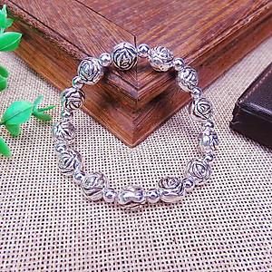 Vòng tay, lắc tay bạc, Phật Diện, Kiểu Cổ, phong cách phật giáo, kèm hộp đựng lót nhung.