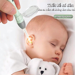 Bộ Dụng Cụ Lấy Ráy Tai Có Đèn Dạ Quang Cho Bé, Tặng kèm 4 đầu ngoáy tai, món vệ sinh tai mũi chuyên nghiệp ( LOẠI XỊN SẠC USB )