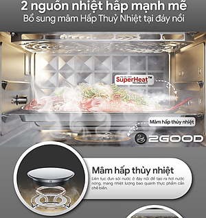 Nồi Chiên Hơi Nước 2GOOD S100 Lòng Nồi Inox Gồm 10 Chương Trình Nấu Dung Tích 20 Lít Công Suất 1800 W - Hàng Chính Hãng