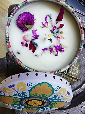 Combo 4 Lọ Sáp Nến Thơm Đốt Phòng/Nến Hoa Thơm Hoa Khô Thiên Nhiên - Chính Hãng MINIIN