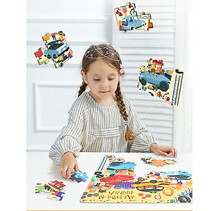 Bộ xếp hình valy Mideer 104 mảnh ghép dành cho bé từ 4 tuổi (Puzzle) - Chủ đề Garage xe ô tô