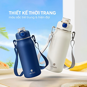Bình giữ nhiệt inox 316 Elmich EL8331 1L, Hàng chính hãng, kèm ống hút silicone, chống tràn -JoyMall