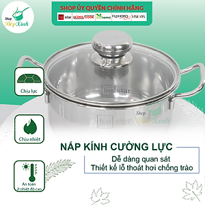 Bộ nồi chảo chống dính Fivestar 3 đáy từ nắp kính ( tặng 2 vá canh )
