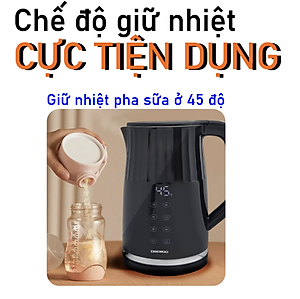Ấm đun siêu tốc Daewoo 1.7L DWK-17DGT Hàng Chính Hãng điều khiển cảm ứng, chỉnh nhiều mức nhiệt, bảo hành 2 năm