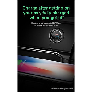 Tẩu sạc trên ô tô Baseus 2 cổng (USB +Type) sạc nhanh Q.C 4.0 30W c- Hàng Chính Hãng