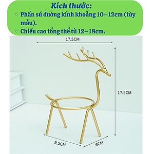 Gạt Tàn Hình Hươu Nghệ Thuật Cao Cấp- Gạt Tàn Trang Trí Kiểu Dáng Hươu Vàng- Gạt Tàn Sứ Hươu Vàng Phong Cách Bắc Âu- Gạt Tàn Sứ Kèm Giá Đỡ Hươu Kim Loại