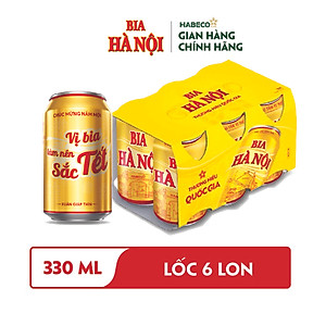 Lốc 6 lon Bia Hà Nội (330ml/lon)