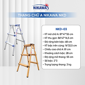 Thang Nhôm Gấp Chữ A , Siêu Nhẹ , chính hãng Nikawa,  NKD 3,4,5 bậc ( 75cm-125cm)