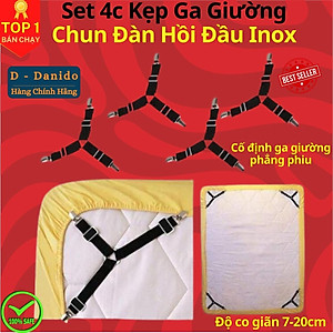 Kẹp ga trải giường chống xê dịch - Nẹp 4 góc cố định và giữ phẳng drap ga phủ giường D Danido (Giao mầu ngẫu nhiên)