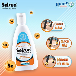 Dầu gội chống gàu, sạch nấm Selsun 250ml + Tặng hộp Dầu gội 50 Megumi Hair Fall Control Shampoo (5 gói x 7ml)