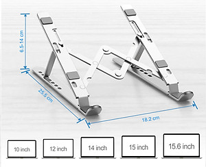 Giá Đỡ Laptop Hợp Kim Nhôm Cao Cấp Có Thể Gấp Gọn - Đế Tản Nhiệt Laptop - Macbook, Máy Tính Xách Tay - 07 Vị Trí Điều Chỉnh Góc Độ - Hàng Chính Hãng - VinBuy