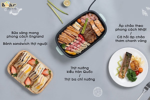 Nồi Điện Đa Năng, Nồi Lẩu Nướng Đa Năng BEAR SUBE004 3 Khay Rời Dung Tích 4L, Công Suất 1200W - Hàng Chính Hãng