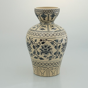 Bình hoa thiên phúc gốm Chu Đậu (S5) - Kích thước F16 x H28 (cm)