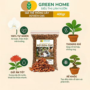 Xơ Dừa Cục Greenhome, Bao 400gr, Giá Thể Đã Qua Xử Lý, Size 1-2cm, Viên Đều Đẹp, Sạch Khuẩn, Trồng Kiểng Lá, Lan