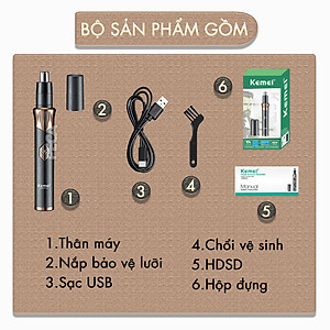 Máy tỉa lông mũi Kemei KM-323 dùng pin sạc USB tiện lợi - Hàng chính hãng