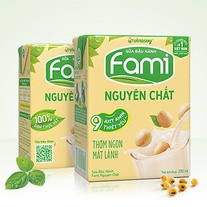 Thùng Sữa đậu nành Vinasoy Fami nguyên chất (200ml x 36 Hộp)