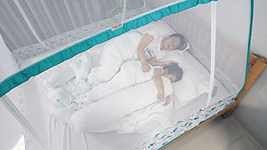 Mùng Chụp Màn Chụp Tự Bung Đỉnh Rộng Cao Cấp 1m6x2m có viền chân - Mộc Miên ( có 2 Cửa)