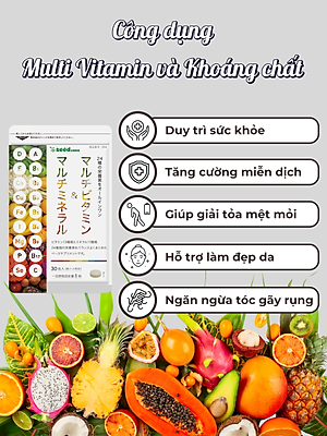 Combo Viên Uống Bổ Sung Vitamin C, E, D, B Vitamin Tổng Hợp Và Khoáng Chất Seedcoms Nhật Bản