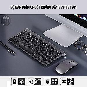 Bộ Bàn Phím Chuột Không Dây Besti BTY01 Nhỏ Gọn, Tiện Lợi Mang Theo- Hàng Chính Hãng