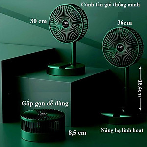 Quạt Mini Tích Điện Để Bàn Super Fan Gấp Gọn Tiện Dụng 3 Cấp Độ Sạc Usb