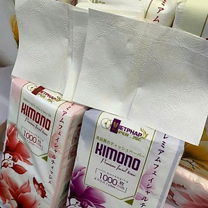 COMBO 10 bịch giấy treo tường đa năng KIMONO 4 lớp dạng rút 1100 tờ tặng kèm 4 móc treo