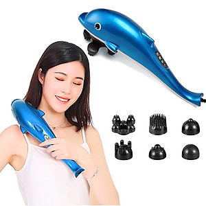 Máy mát xa cầm tay cá heo 6 đầu Nikio PL 608B điện tử