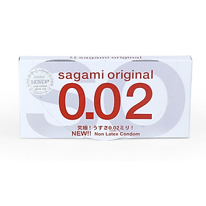 Bao cao su Sagami 002 - Siêu mỏng - Non Latex - Hộp 2 chiếc
