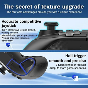 Gamepad tay game Không dây Bluetooth CM617 led RGB cho máy tính, laptop, smartphone, máy tính bảng, máy game hàng nhập khẩu