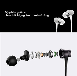 Tai Nghe Nhét Tai Xiaomi Mi In-Ear Headphones Basic (Black/Silver)_Hàng Nhập Khẩu