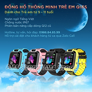 Đồng hồ Thông minh Chống nước IP67 Dành cho Trẻ em nhuẩn AMA Watch Q16S Hàng chính hãng 