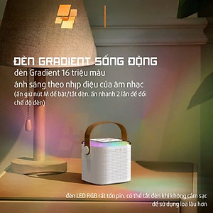 Loa Bluetooth mini kèm 2 micro hát karaoke không dây - Mic hát karaoke âm thanh chất lượng lọc âm khử nhiễu LED RGB - Hàng Nhập Khẩu