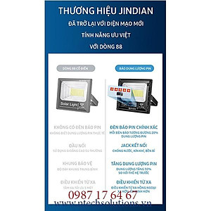 Đèn pha năng lượng mặt trời Jindian JD-8860L Công suất 60W -Mẫu Mới 2020, Khung Nhôm, Chip Led "SMD"