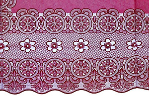 Khăn trải bàn PAULEE - 856B (150cm x 264 cm) KHÔNG THẤM NƯỚC - HOA VĂN ĐỎ ĐÔ.